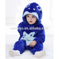 Soft baby Flannel Romper Animal Onesie Pajamas Outfits Suit,sleeping wear,cute blue cloth,baby hooded towel